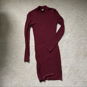 American Apparel Maroon Long-Sleeved Dress, Size XS